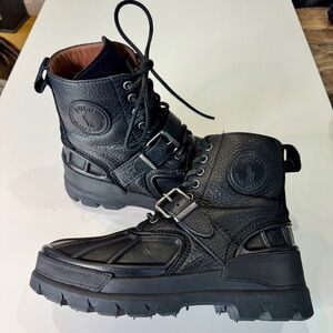 Polo by Ralph Lauren Oslo Black Oiled Leather Men's Winter Boots